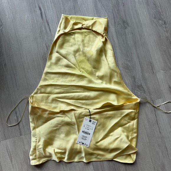 ZARA Satin Effect Halter Top – Light Yellow – Size L – NWT New With Tags 💛 - Picture 10 of 12